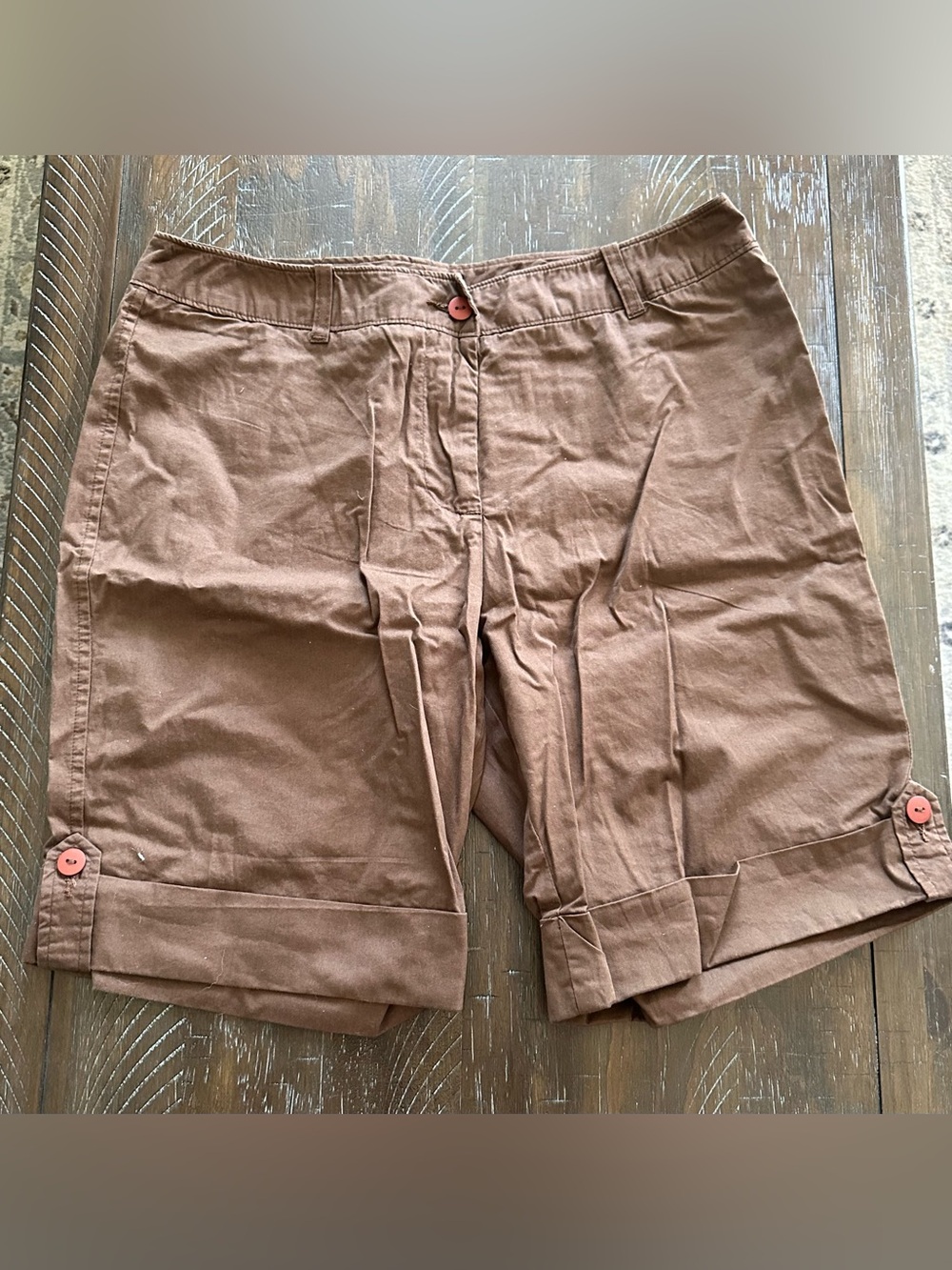 NWT Chadwick's Brown Cotton Waistband Adjustable Length Shorts - Size 14